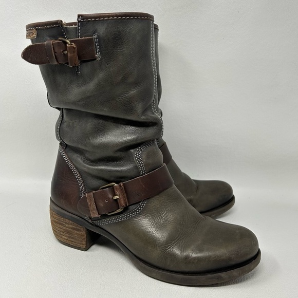 PIKOLINOS Le Mans Biker Boots Burnished Gray Brown Mid-Calf Women’s Sz 38/7.5-8 - Picture 3 of 12